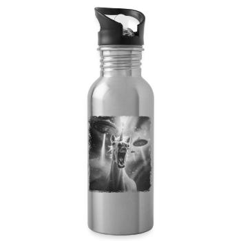 Unicorn Horse UFO Alien Alien Selfie - Water bottle with straw - silver - Right