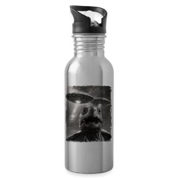 Turtle Sea Turtle UFO Alien Außerirdis - Water bottle with straw - silver - Right