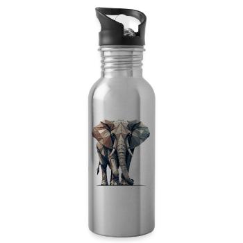 Geometrische Kunst Elefant Elefanten Tiersafari - Trinkflasche mit integriertem Trinkhalm - Lightsilver - Rechts