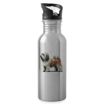 Geometric Art Havanese Havaneses - Water bottle with straw - silver - Right