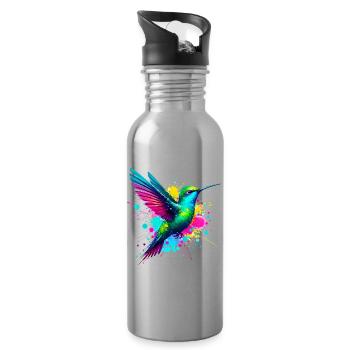 Kolibri - Trinkflasche mit integriertem Trinkhalm - Lightsilver - Rechts