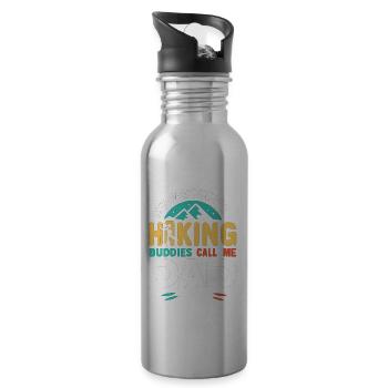 Meine Lieblingswanderkameraden nennen mich Papa - Trinkflasche mit integriertem Trinkhalm - Lightsilver - Rechts