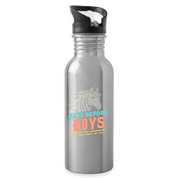 Buchten vor Jungen - Trinkflasche mit integriertem Trinkhalm - Lightsilver - Rechts