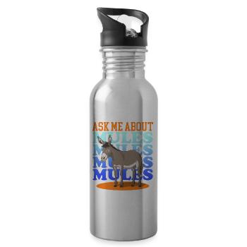 Maultier Maulesel Muli Mulis Maultiere Geschenk - Trinkflasche mit integriertem Trinkhalm - Lightsilver - Rechts