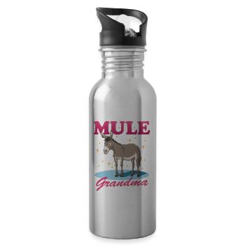 Maultier Oma Maulesel Muli Maultiere Geschenk - Trinkflasche mit integriertem Trinkhalm - Lightsilver - Rechts