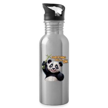 Motivierendes Panda Alles wird gut für einen - Trinkflasche mit integriertem Trinkhalm - Lightsilver - Rechts