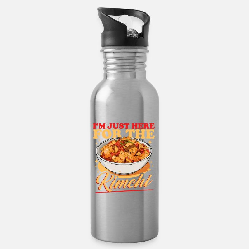 Kimchi Koreanisches Essen Kimchi Geschenk - Trinkflasche mit integriertem Trinkhalm - Lightsilver
