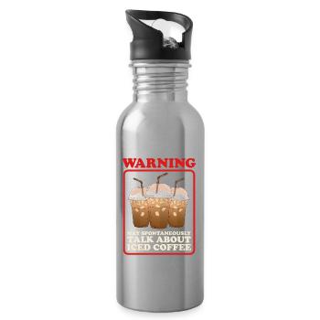 Eiskaffee Kaffeeliebhaber Iced Coffee Geschenk - Trinkflasche mit integriertem Trinkhalm - Lightsilver - Rechts