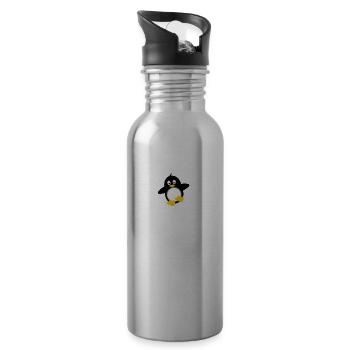 Garder Calme Et Aimer Pingouins Drôle Oiseau Animal Amour - Gourde avec paille intégrée - argent clair - Droite