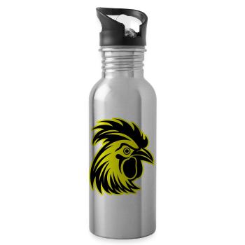 Rooster Animal - Water bottle with straw - silver - Right
