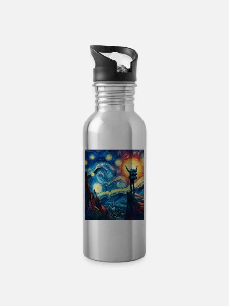 Backpacker Backpacking Camping Wandern Sternennach - Trinkflasche mit integriertem Trinkhalm - Lightsilver