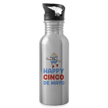 Happy Cinco De Mayo Mayonnaise Drôle Sucrée - Gourde avec paille intégrée - argent clair - Droite