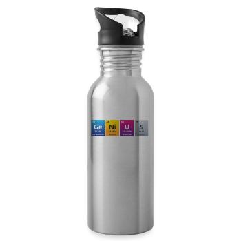 Genialer Seismologe, Lustiger Vulkanologe, - Trinkflasche mit integriertem Trinkhalm - Lightsilver - Rechts