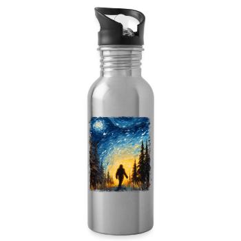 Bigfoot Sasquatch Yeti Starry Night Malerei - Trinkflasche mit integriertem Trinkhalm - Lightsilver - Rechts
