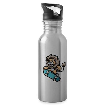 Mignon Patineur Lion - Gourde avec paille intégrée - argent clair - Droite