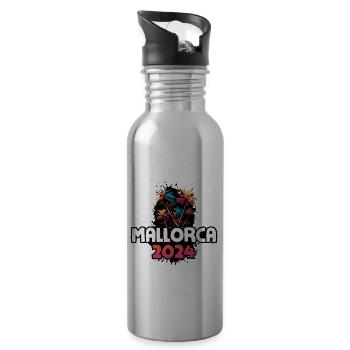 Mallorca Party Crew - Trinkflasche mit integriertem Trinkhalm - Lightsilver - Rechts
