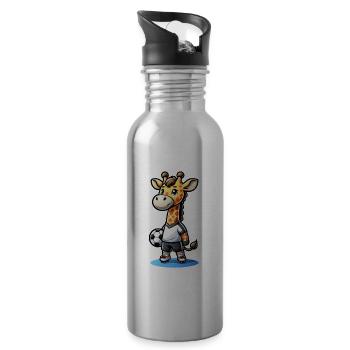 Mignon joueur de football girafe - Gourde avec paille intégrée - argent clair - Droite