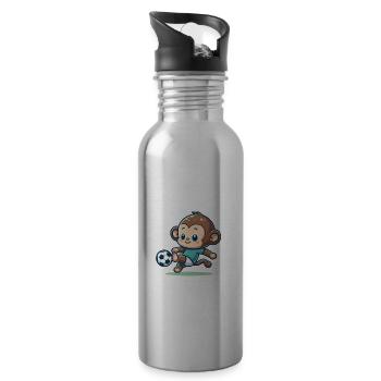 Mignon joueur de football singe - Gourde avec paille intégrée - argent clair - Droite