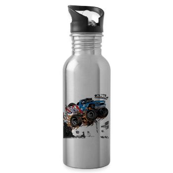Junger, wilder und 1. Geburtstagsjunge Monster Truck - Trinkflasche mit integriertem Trinkhalm - Lightsilver - Rechts