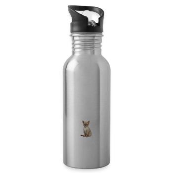 Fewer people, more tonkineses, ragdoll fur - Water bottle with straw - silver - Right