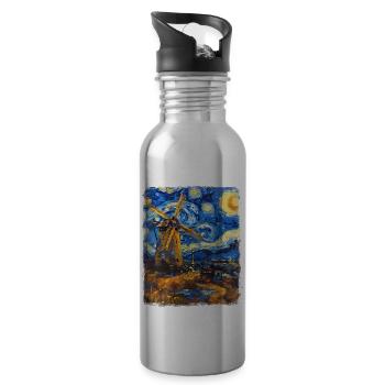 Éolienne Éolienne Peinture Nuit Étoilée - Gourde avec paille intégrée - argent clair - Droite