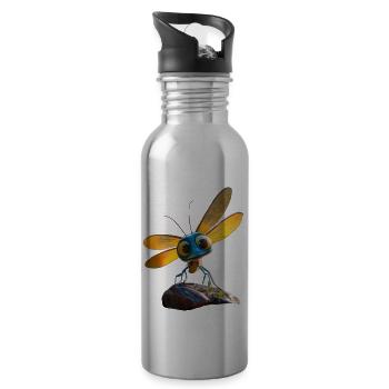 Libelle Dragonfly Bunte Flügel Süße Libellen - Trinkflasche mit integriertem Trinkhalm - Lightsilver - Rechts