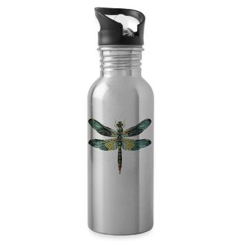 Dragonfly Dragonfly Colorful Wings Cute Dragonflies - Water bottle with straw - silver - Right