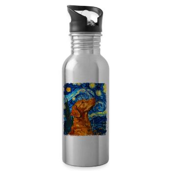 Chesapeake Bay Retriever Hund Sternennacht Gemälde - Trinkflasche mit integriertem Trinkhalm - Lightsilver - Rechts