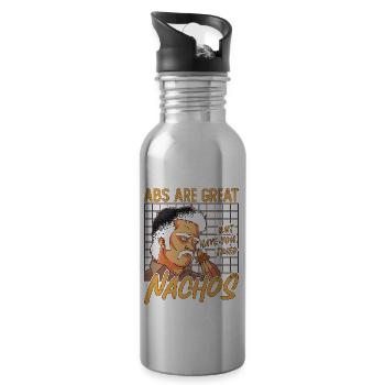 Nachos Abs Are Great But Have You Tortilla Chips - Water bottle with straw - silver - Right