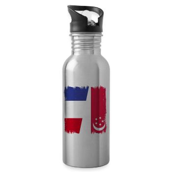 Singapur Frankreich - Trinkflasche mit integriertem Trinkhalm - Lightsilver - Rechts