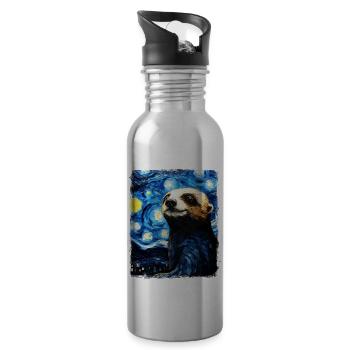 Furet Rongeur Nuit étoilée Peinture - Gourde avec paille intégrée - argent clair - Droite