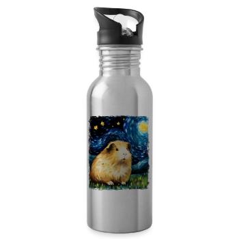 Cochon d’Inde Animal de compagnie Nuit étoilée Peinture - Gourde avec paille intégrée - argent clair - Droite