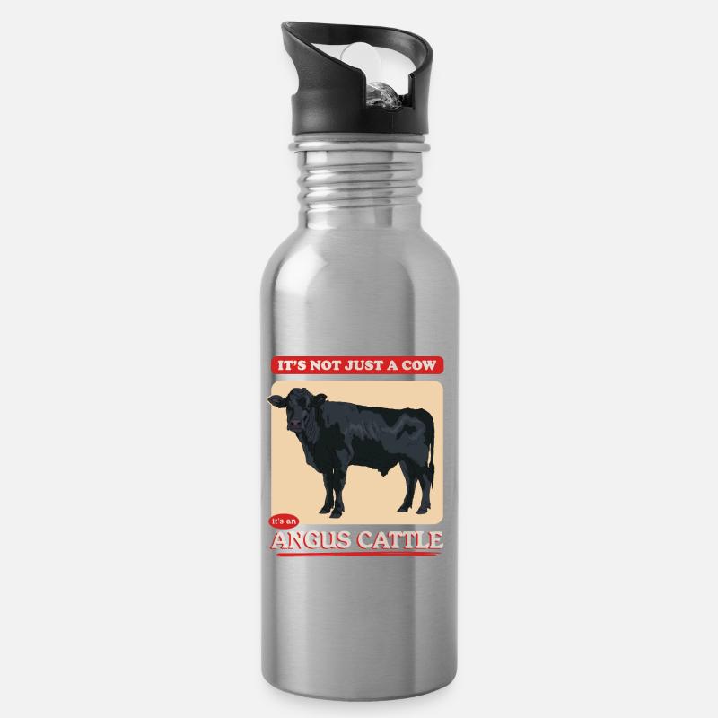 Aberdeenrind Aberdeen Angus Angusrind Geschenk - Trinkflasche mit integriertem Trinkhalm - Lightsilver