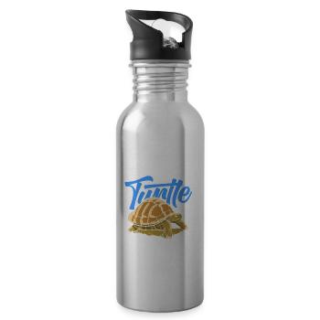 Turtle Sea Turtle Gift - Water bottle with straw - silver - Right