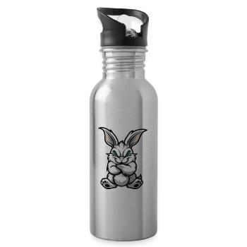 Hase Comic - Trinkflasche mit integriertem Trinkhalm - Lightsilver - Rechts