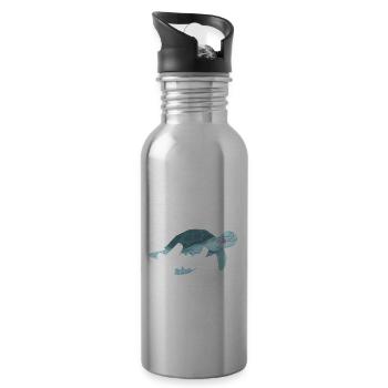 Turtle Sea Turtle Gift - Water bottle with straw - silver - Right