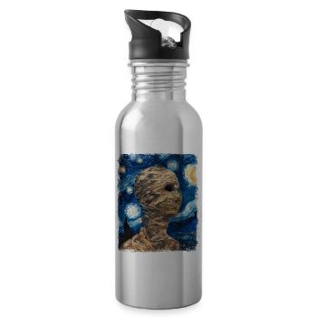 Momie Halloween Peinture Nuit Étoilée - Gourde avec paille intégrée - argent clair - Droite