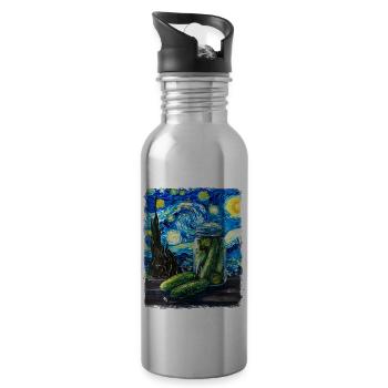 Gurke Gurke Dill Sternennacht Malerei - Trinkflasche mit integriertem Trinkhalm - Lightsilver - Rechts