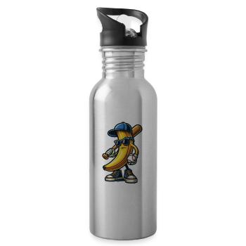 Skurril Zu Deinem Stil Let's Go Bananen - Trinkflasche mit integriertem Trinkhalm - Lightsilver - Rechts