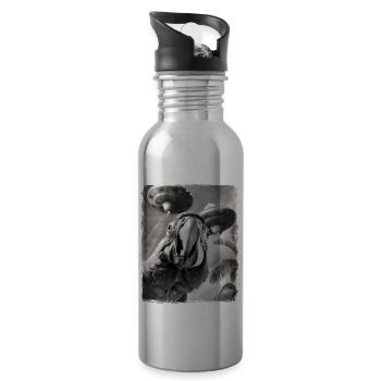 Ara Papagei Vogel UFO Alien Außerirdischer Selfie - Trinkflasche mit integriertem Trinkhalm - Lightsilver - Rechts
