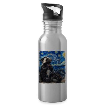 Skunk Belette Nuit étoilée Peinture - Gourde avec paille intégrée - argent clair - Droite