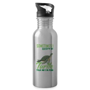 Schildkröte Meeresschildkröte Geschenk - Trinkflasche mit integriertem Trinkhalm - Lightsilver - Rechts