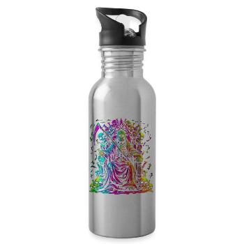Sensenmann Der Totenschädel Popart - Trinkflasche mit integriertem Trinkhalm - Lightsilver - Rechts