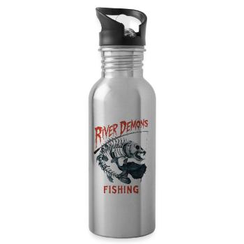 River Demons Fishing für eine Anglerin Fischerin - Trinkflasche mit integriertem Trinkhalm - Lightsilver - Rechts