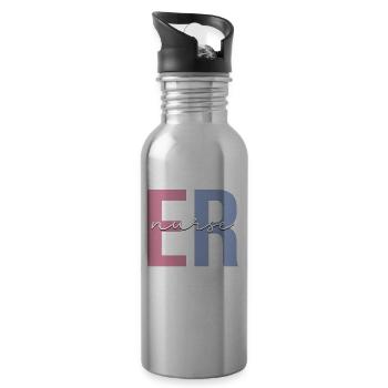 Er Krankenschwester Notfall Krankenschwester - Trinkflasche mit integriertem Trinkhalm - Lightsilver - Rechts