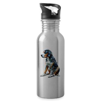 Polygon Art Swiss Hound - Water bottle with straw - silver - Right