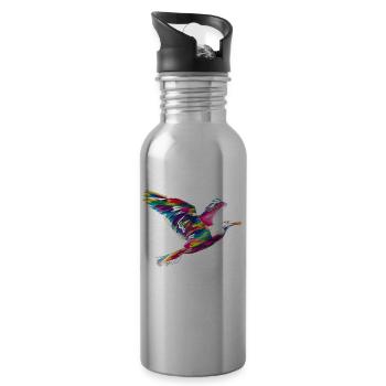 Seemöwe Möwe Seevogel Popart - Trinkflasche mit integriertem Trinkhalm - Lightsilver - Rechts