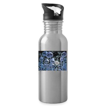 Twelve magic mushrooms at full moon - Water bottle with straw - silver - Right