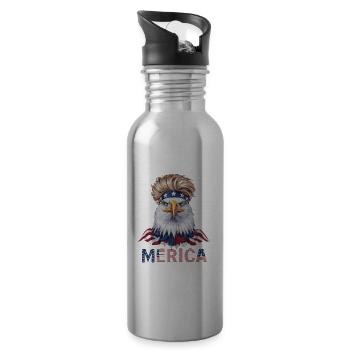 Merica Eagle Patriotisches USA-Flagge für - Trinkflasche mit integriertem Trinkhalm - Lightsilver - Rechts