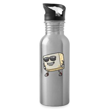 Tanzender Tofu Für Veganer Und Tofu-liebhaber - Trinkflasche mit integriertem Trinkhalm - Lightsilver - Rechts